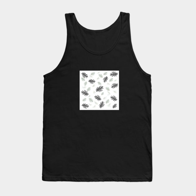 Autumn fall tropical palm leaves pattern blackwhite on white Tank Top by PrintedDreams